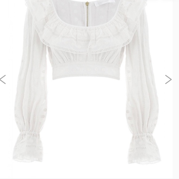 Acsense Elegant White Ruffled Women's Top - Picture 2 of 6